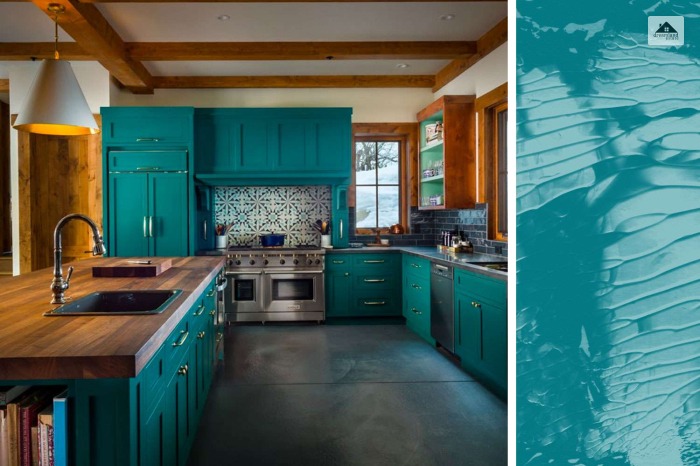 Teal And Wood Combination