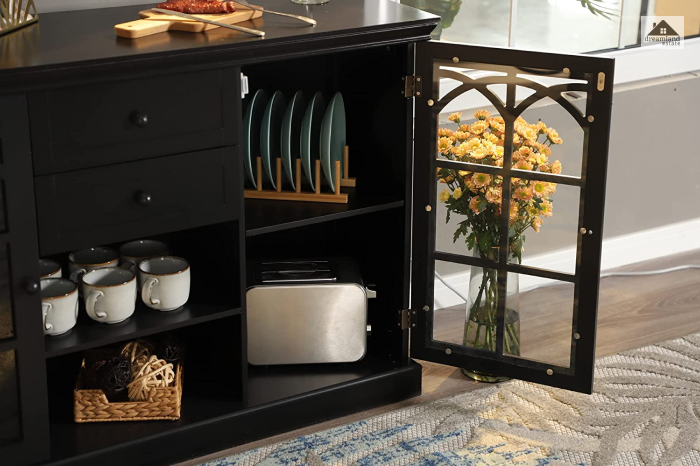 Coffee Bar Cabinet With Glass Doors