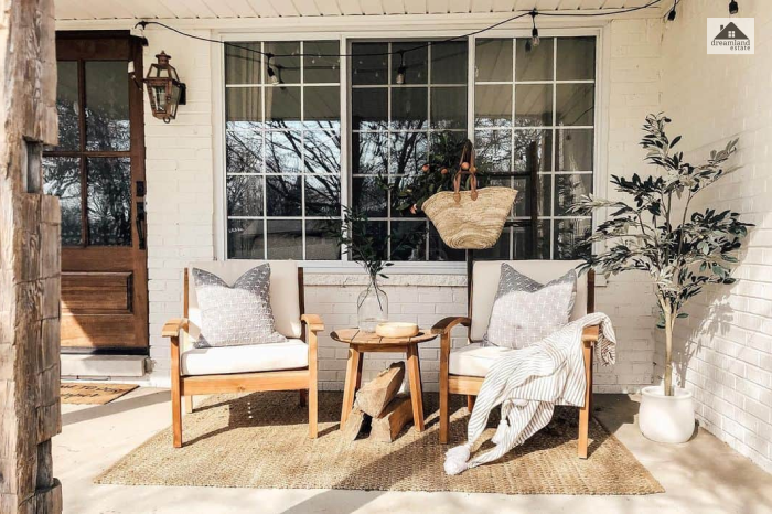 Minimalistic Porch With Wooden Furniture